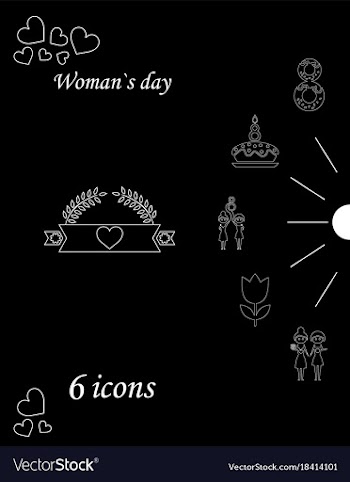 I love you womens doodle 6 icon in set of womens vector image