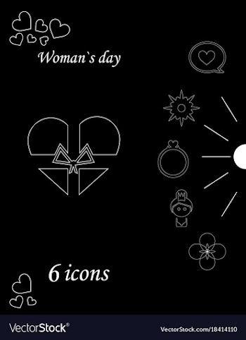 I love you womens doodle 6 icon in set of womens vector image