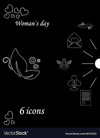I love you womens doodle 6 icon in set of womens vector image