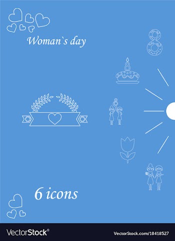 I love you womens doodle 6 icon in set of womens vector image