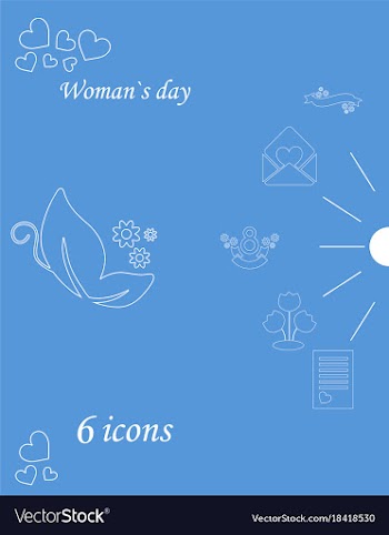 I love you womens doodle 6 icon in set of womens vector image