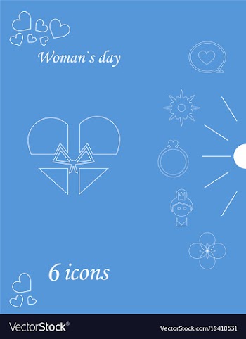 I love you womens doodle 6 icon in set of womens vector image