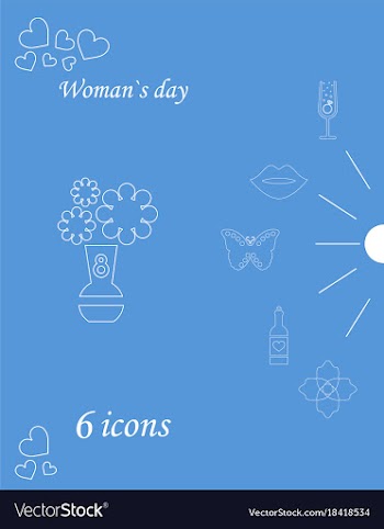 I love you womens doodle 6 icon in set of womens vector image