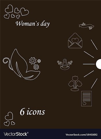 I love you womens doodle 6 icon in set of womens vector image