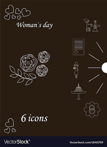 I love you womens doodle 6 icon in set of womens vector image