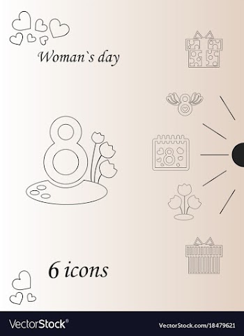 I love you womens doodle 6 icon in set of womens vector image