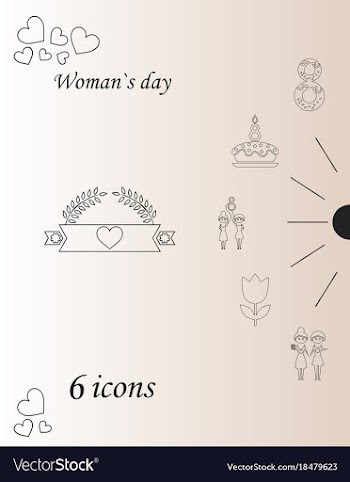 I love you womens doodle 6 icon in set of womens vector image