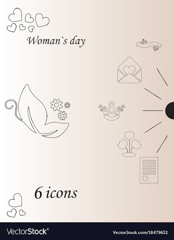 I love you womens doodle 6 icon in set of womens vector image