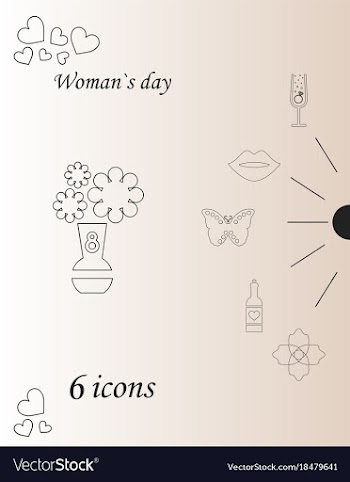 I love you womens doodle 6 icon in set of womens vector image