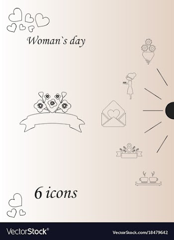 I love you womens doodle 6 icon in set of womens vector image