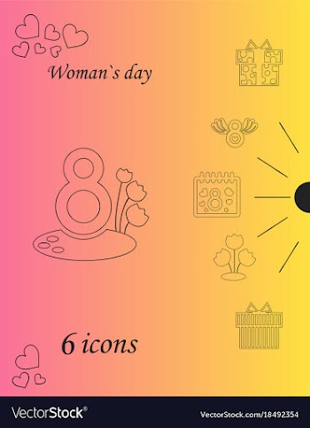 I love you womens doodle 6 icon in set of womens vector image