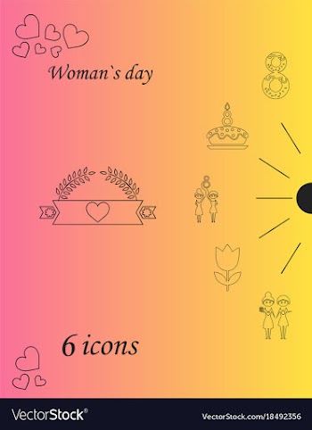 I love you womens doodle 6 icon in set of womens vector image