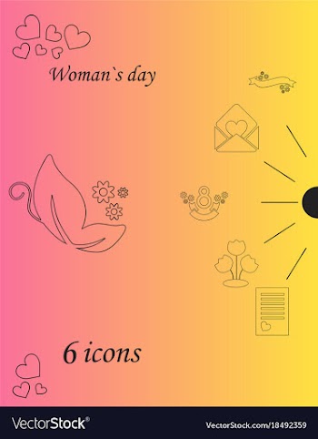I love you womens doodle 6 icon in set of womens vector image