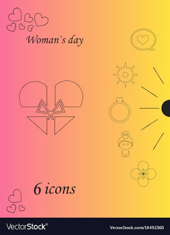 I love you womens doodle 6 icon in set of womens vector image