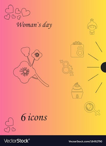 I love you womens doodle 6 icon in set of womens vector image