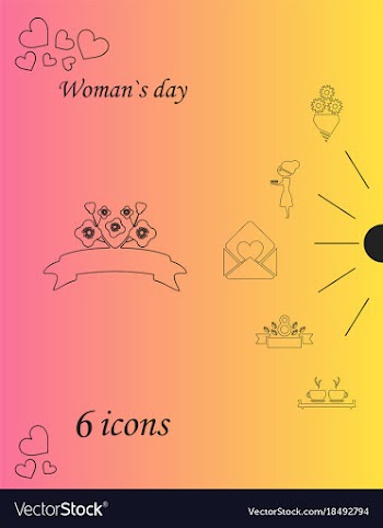 I love you womens doodle 6 icon in set of womens vector image