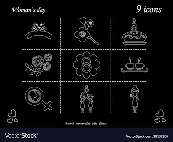 I love you womens doodle 9 icon in set of womens vector image