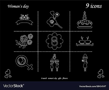 I love you womens doodle 9 icon in set of womens vector image