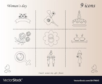 I love you womens doodle 9 icon in set of womens vector image