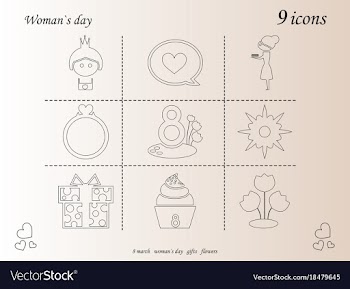 I love you womens doodle 9 icon in set of womens vector image