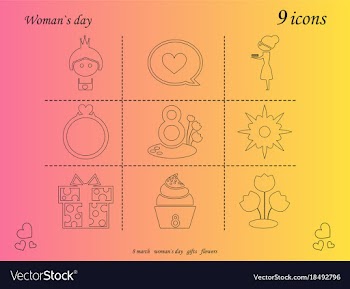 I love you womens doodle 9 icon in set of womens vector image