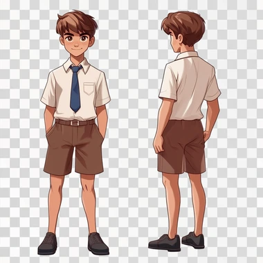 I want to create a cartoon 15 year old male schoolboy charac