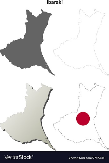 Ibaraki blank outline map set vector image