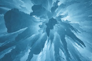 Ice Castles in Midway, Utah. There was a room where you looked straight up and the sunset was just barely providing a backlight behind the ice. It also kinda looks like a hand or a claw reaching down.