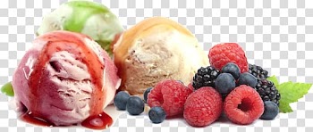 Ice cream and fruit transparent background PNG clipart
