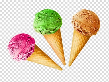 Ice cream cone Chocolate cake Ice cream cake, Three color cones taste transparent background PNG clipart