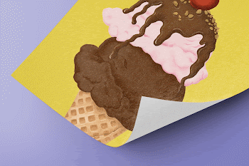 Ice-cream cone dessert yellow poster | Free Photo - rawpixel