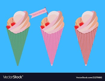 Ice cream cone on set vector image