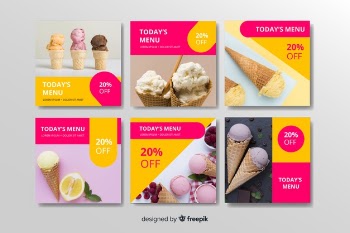Ice cream instagram post collection Free Vector