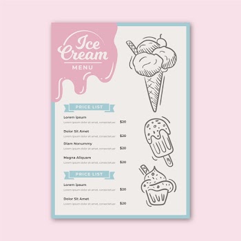 Ice cream menu template Free Vector