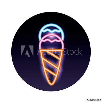 ice cream neon light icon