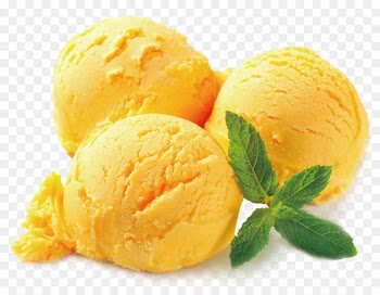 Ice cream Smoothie Gelato Sorbet - Yellow mango ice cream ball mint leaves 