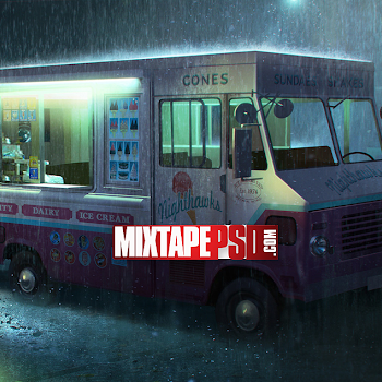 Ice Cream Truck Rainy Day Background - MIXTAPEPSDS.COM