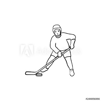 Ice hockey player with puck hand drawn outline doodle icon