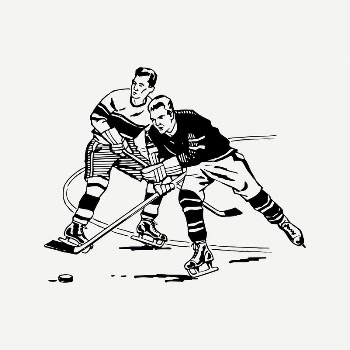Ice hockey players clipart, vintage | Free PSD Illustration - rawpixel
