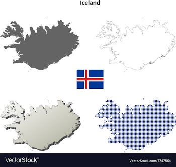 Iceland outline map set vector image