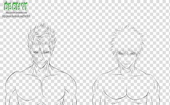 Ichigo and the king Grimmjow line art transparent background PNG clipart