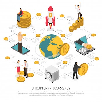 Ico cryptocurrency business isometric Free Vector
