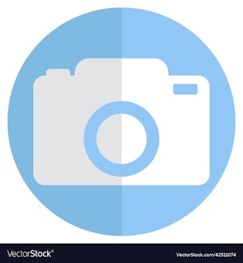 icon camera blue papercut round design