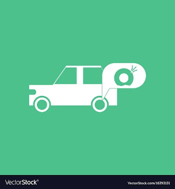 Icon car and punctured tire vector image