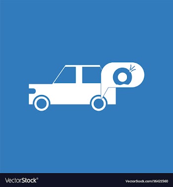 Icon car and punctured tire vector image