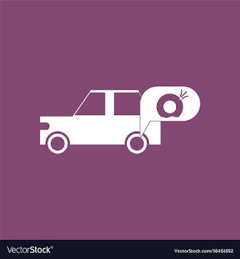 Icon car and punctured tire vector image