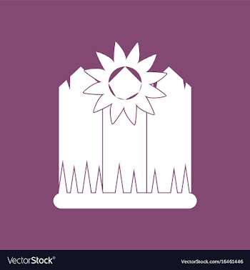 Icon fence and sunflowers vector image