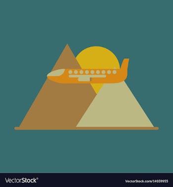 Icon flat design for airport plane in mountains vector image