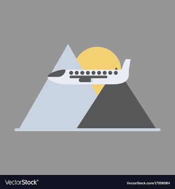 Icon flat design for airport plane in mountains vector image