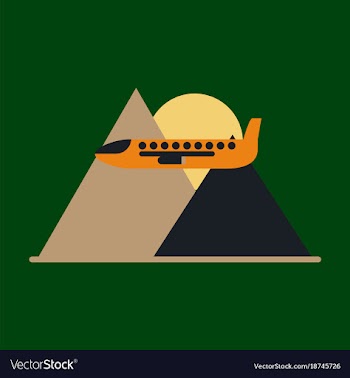 Icon flat design for airport plane in mountains vector image